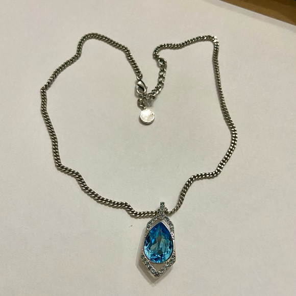 Vintage Givenchy Blue Crystals-Silver 18-inch Pendant Necklace - Picture 6 of 10